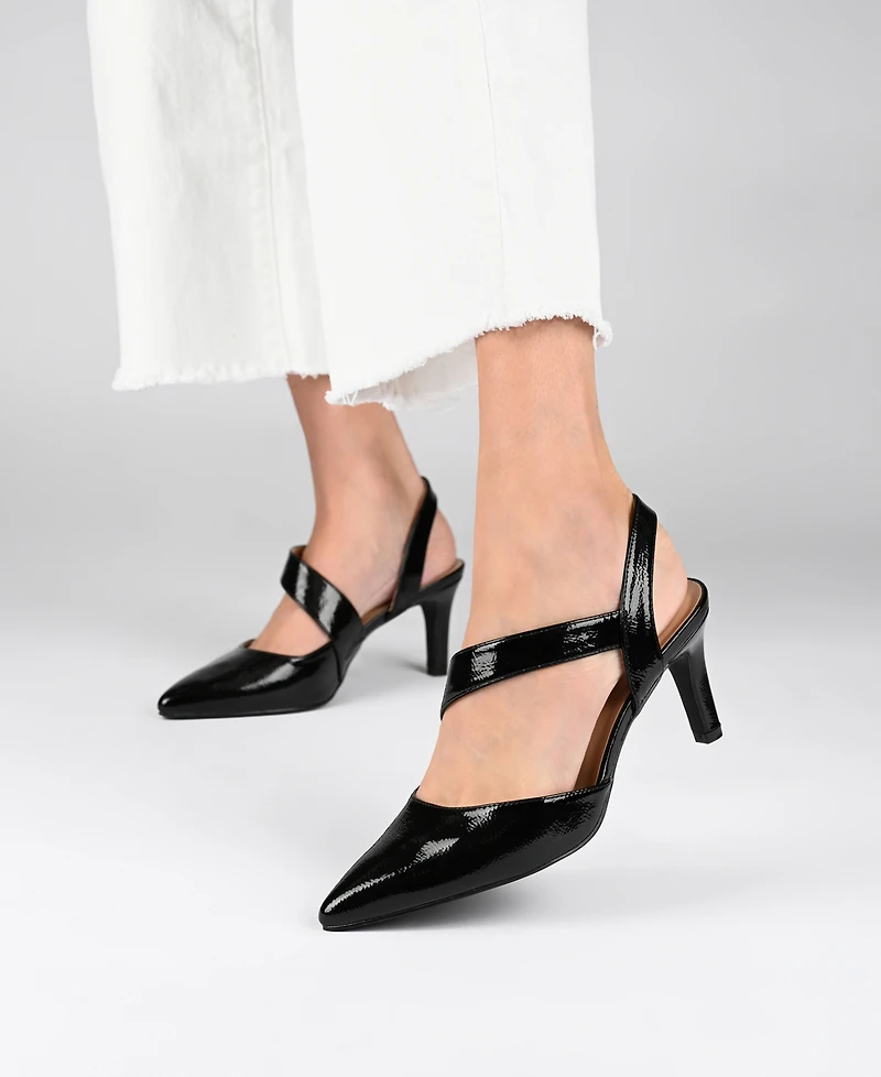 Journee Collection Women's Scarlett Asymmetrical Pointed Toe Pumps