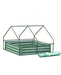 Aoodor 47.2''x47.2''x35.4'' ft Raised Garden Bed Planter Box with Customized Greenhouse Water Resistant Uv Protected.