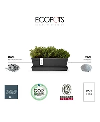 Ecopots Bruges Modern Plastic Rectangular Planter with Saucer