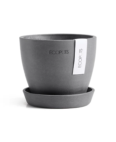 Ecopots Antwerp Indoor and Outdoor Planter with Saucer, 4.5in