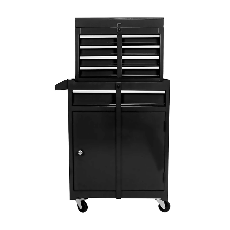 Streamdale Furniture Detachable 5 Drawer Tool Chest With Bottom Cabinet And One Adjustable Shelf-Black