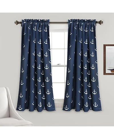 Anchor Light Filtering Window Curtain Panels Navy 52X63+2 Set