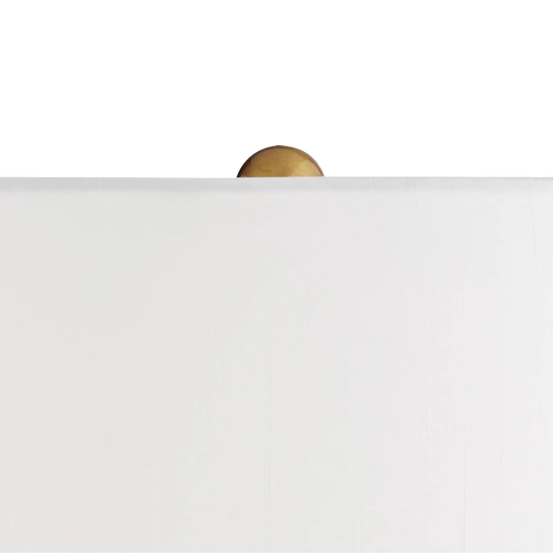 Possini Euro Design Aloise Modern Mid Century Table Lamp 27 1/2" Tall Brass Clear Glass Tube White Drum Shade for Bedroom Living Room Bedside Off