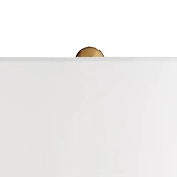 Possini Euro Design Aloise Modern Mid Century Table Lamp 27 1/2" Tall Brass Clear Glass Tube White Drum Shade for Bedroom Living Room Bedside Off