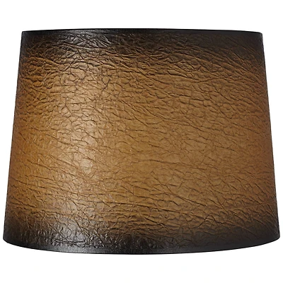 Springcrest Distressed Faux Paper Medium Lamp Shade 13" Top x 15" Bottom x 11" Slant (Spider) Replacement with Harp