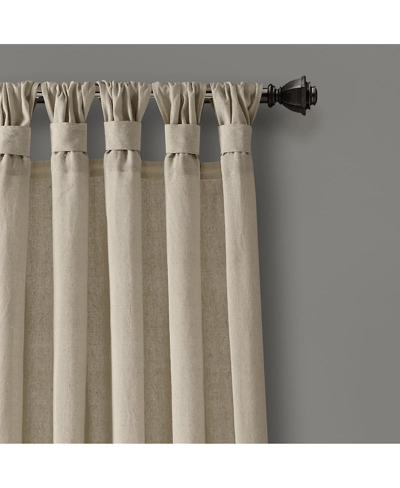 Burlap Knotted Tab Top Window Curtain Panels