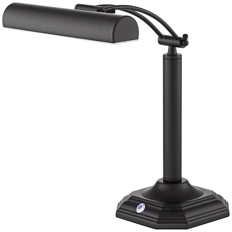 Grady Traditional Piano Banker Desk Table Lamp 16 1/2" High Led Black Bronze Metal Shade Adjustable Arm for Living Room Bedroom House Bedside Nightsta