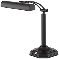 Grady Traditional Piano Banker Desk Table Lamp 16 1/2" High Led Black Bronze Metal Shade Adjustable Arm for Living Room Bedroom House Bedside Nightsta