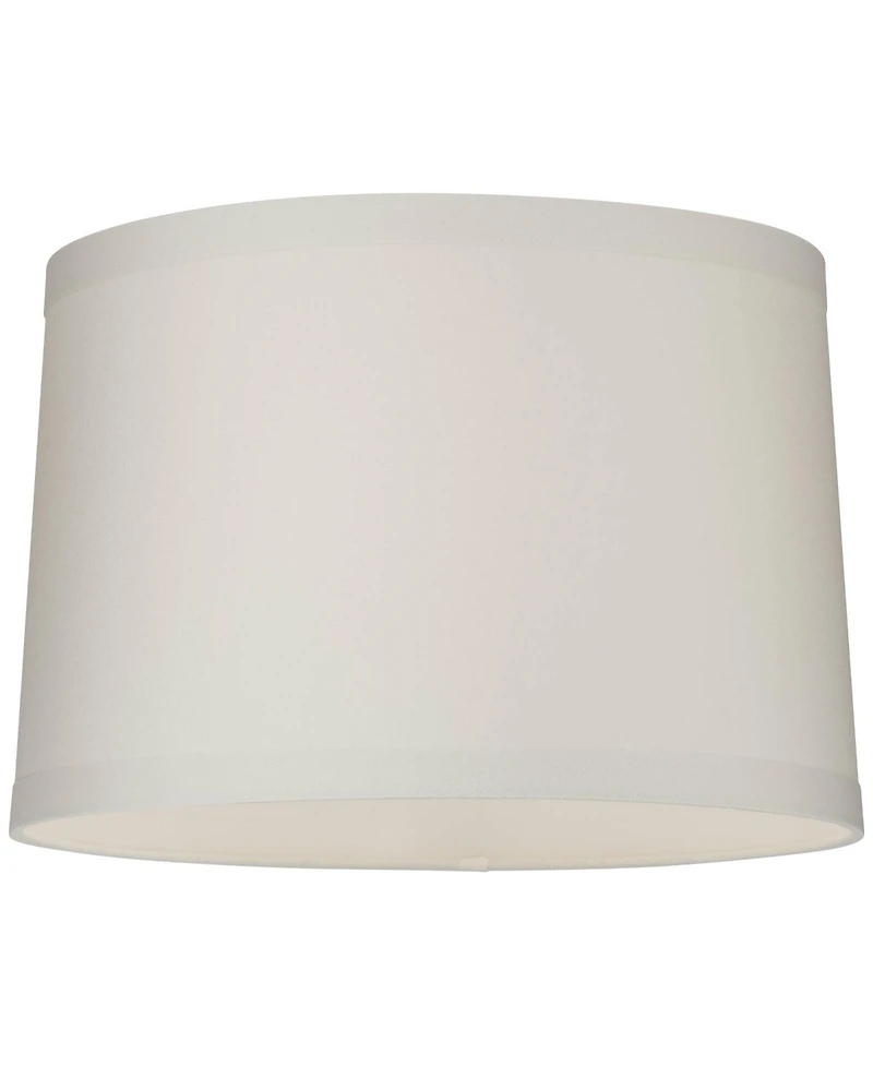 Springcrest Off-White Linen Medium Drum Lamp Shade 15" Top x 16" Bottom x 11" High (Spider) Replacement Harp and Finial