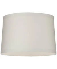 Springcrest Off-White Linen Medium Drum Lamp Shade 15" Top x 16" Bottom x 11" High (Spider) Replacement Harp and Finial