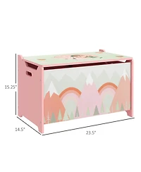 Qaba Toy Box with Lid, Toy Chest Storage Organizer for Bedroom, Pink