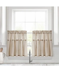 Linen Button Kitchen Tier Window Curtain Panels