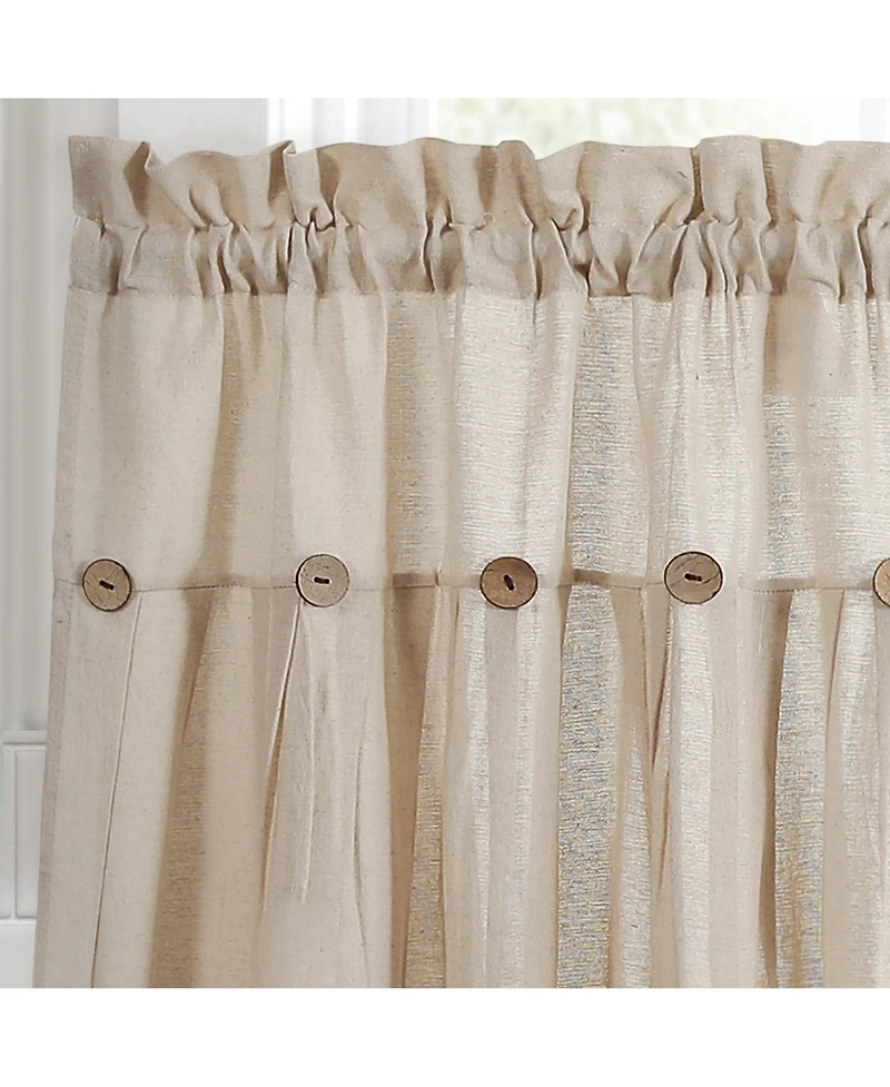 Linen Button Kitchen Tier Window Curtain Panels