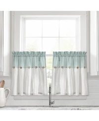 Linen Button Kitchen Tier Window Curtain Panels