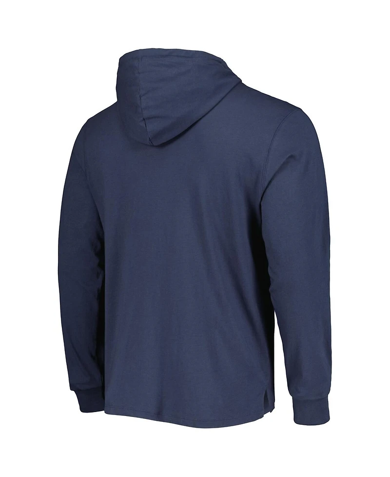 Men's '47 Brand College Navy Distressed Seattle Seahawks Field Franklin Hooded Long Sleeve T-shirt