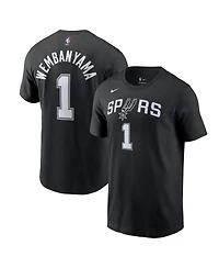 Men's Nike Victor Wembanyama Black San Antonio Spurs Icon 2022/23 Name and Number T-shirt