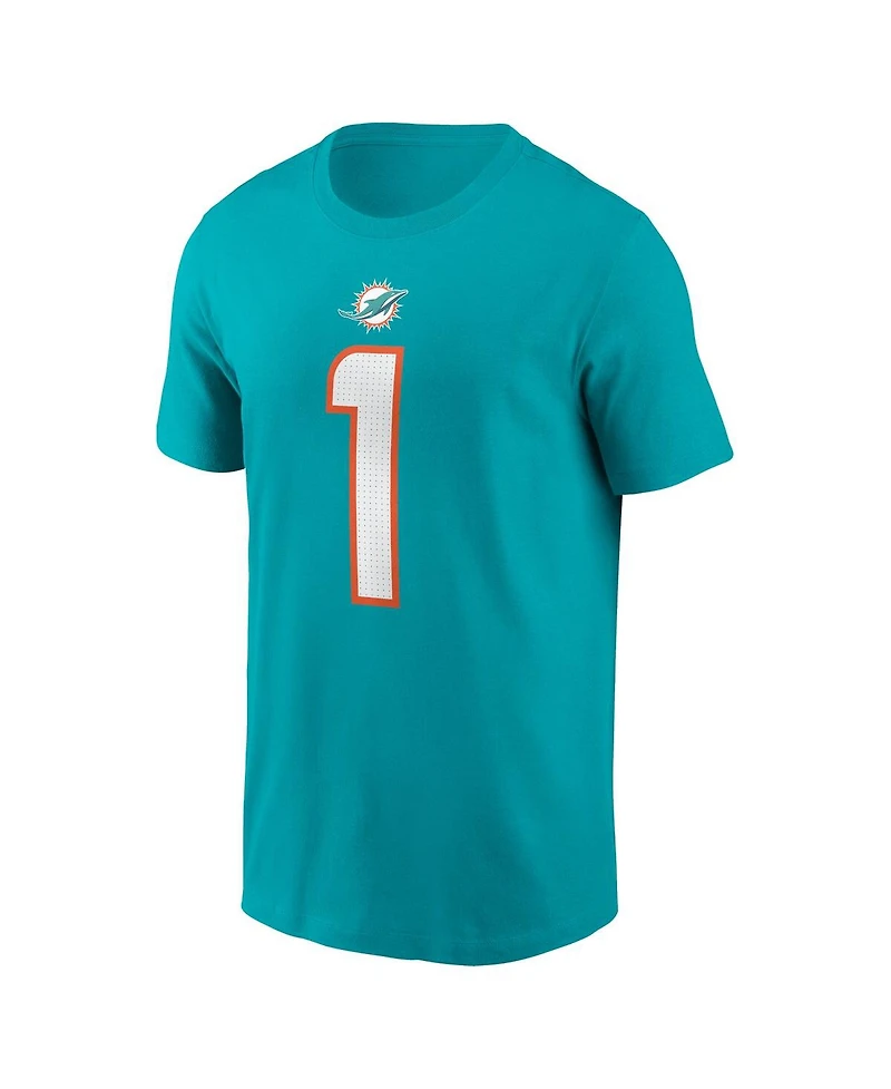Men's Nike Tua Tagovailoa Aqua Miami Dolphins Player Name and Number T-shirt
