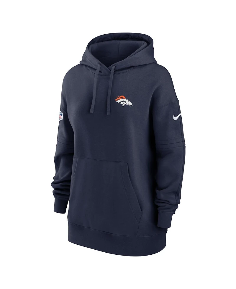 Women's Nike Navy Denver Broncos 2023 Sideline Club Fleece Pullover Hoodie