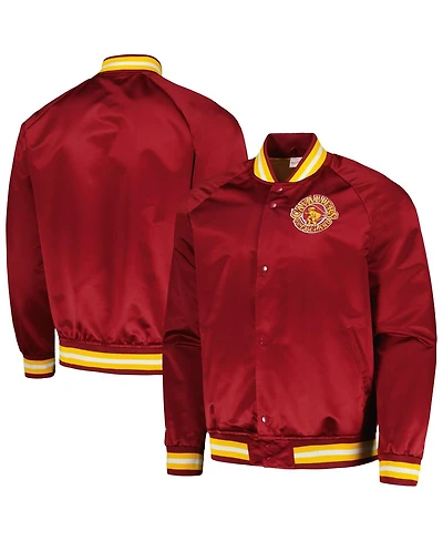 Men's Mitchell & Ness Wine Cleveland Cavaliers Hardwood Classics Throwback Wordmark Raglan Full-Snap Jacket