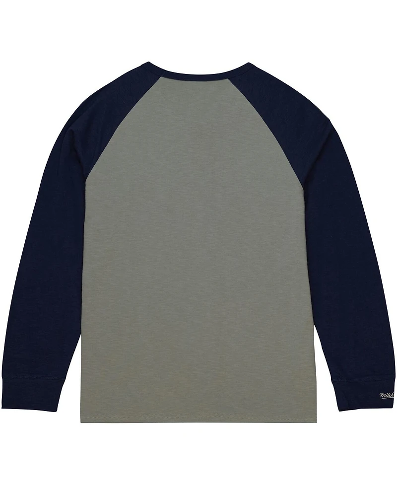 Men's Mitchell & Ness Gray Georgetown Hoyas Legendary Slub Raglan Long Sleeve T-shirt