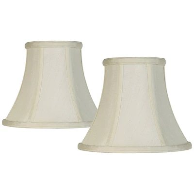 Imperial Shade Set of 2 Bell Lamp Shades Cream Medium 4.5" Top x 8.5" Bottom x 7" High Spider Replacement Harp and Finial Fitting