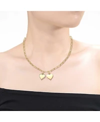 14k Gold Plated Cubic Zirconia Double Pendant Cable Chain Adjustable Necklace