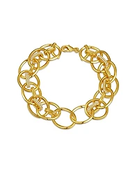Teen's Yellow Gold Plated with Cubic Zirconia Double Entwined Cable Chain Bracelet