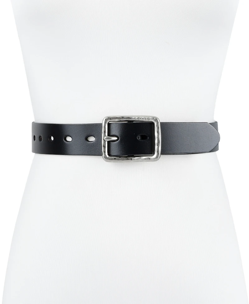Levi's Women's Hammered Center Bar Buckle Casual Leather Belt