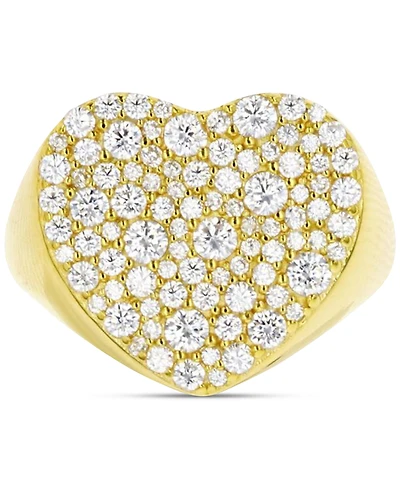 Cubic Zirconia Cluster Heart Ring in 14k Gold-Plated Sterling Silver