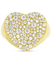 Cubic Zirconia Cluster Heart Ring in 14k Gold-Plated Sterling Silver