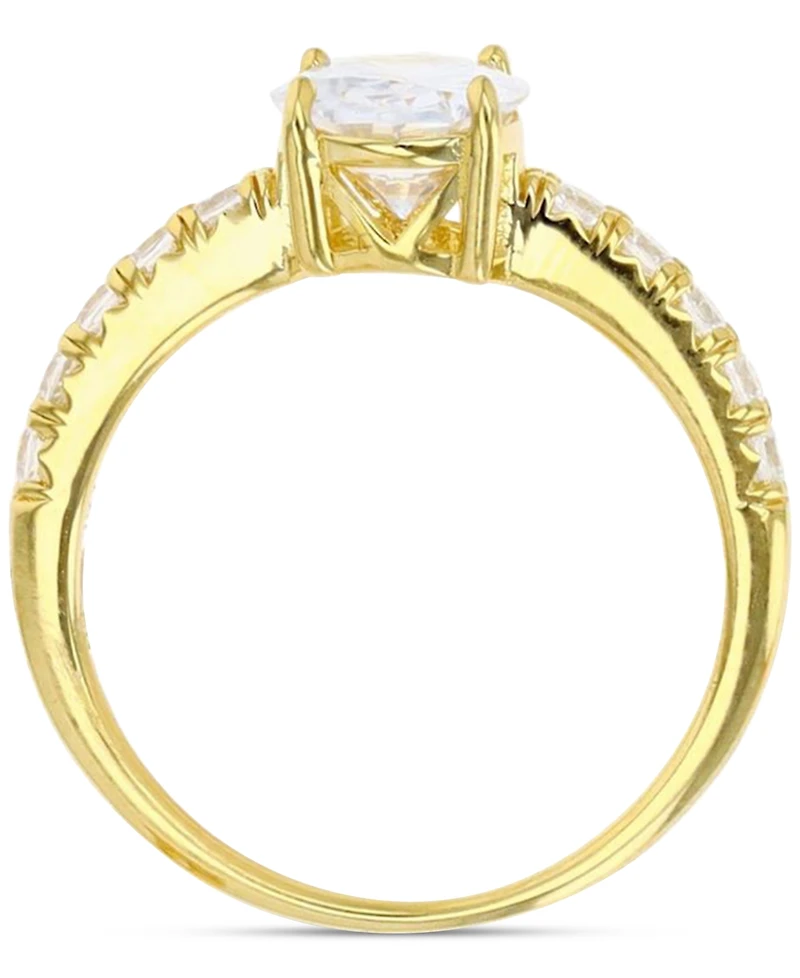 Cubic Zirconia Oval Ring 14k Gold-Plated Sterling Silver