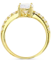 Cubic Zirconia Oval Ring 14k Gold-Plated Sterling Silver