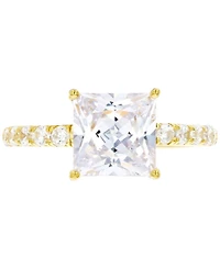 Cubic Zirconia Cushion-Cut Engagement Ring 14k Gold-Plated Sterling Silver