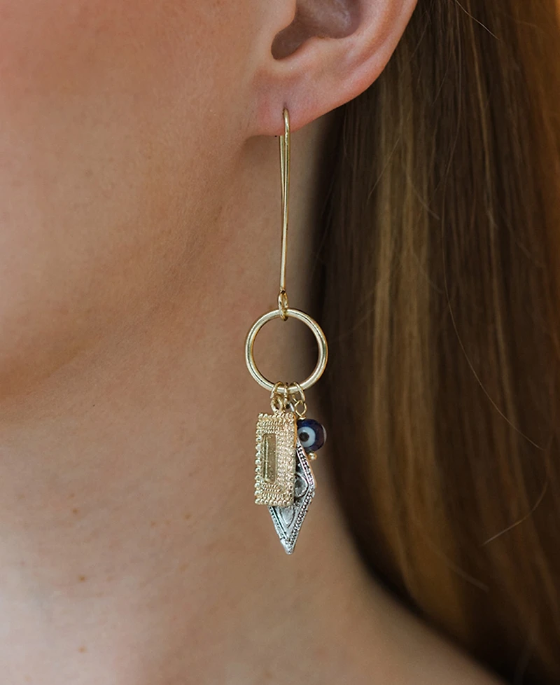 Matr Boomie Drishti Evil Eye Dangle Drop Charm Earrings
