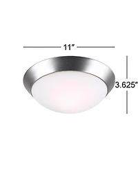 360 Lighting Davis Modern Ceiling Light Flush Mount Fixture 11" Wide Brushed Nickel Frosted Glass Dome Shade for Bedroom Kitchen Living Room Hall