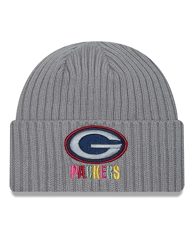 Men's New Era Gray Green Bay Packers Color Pack Multi Cuffed Knit Hat