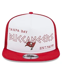 Men's New Era White, Red Tampa Bay Buccaneers Banger 9FIFTY Trucker Snapback Hat