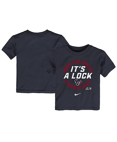 Toddler Boys and Girls Nike Navy Houston Texans 2023 Afc South Division Champions Trophy Collection T-shirt