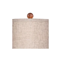 360 Lighting Fraiser Modern Accent Table Lamp 23 1/2" High Brown Faux Wood Oatmeal Drum Shade for Bedroom Living Room Bedside Nightstand Office K