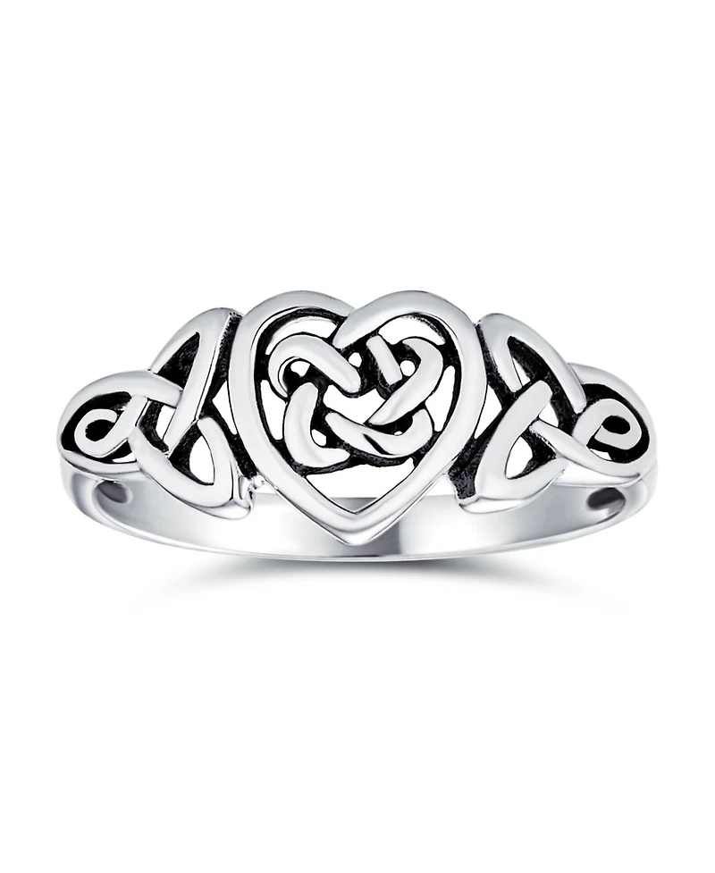 Bling Jewelry Dainty Best Friends Irish Celtic Love Knots Bff Infinity Heart Promise Ring 1MM Band Oxidized Sterling Silver