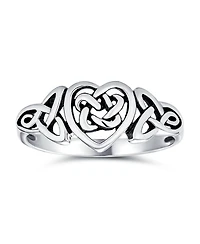 Bling Jewelry Dainty Best Friends Irish Celtic Love Knots Bff Infinity Heart Promise Ring 1MM Band Oxidized Sterling Silver