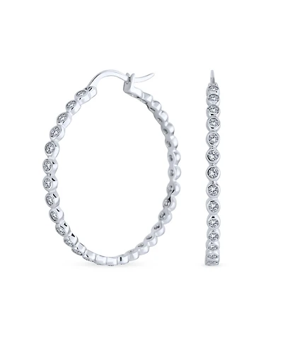 Bling Jewelry Cubic Zirconia Cz Formal Fashion Love Knot Symbol Spiral Infinity Twist Big Hoop Earrings Sterling Silver 1.5" Diameter