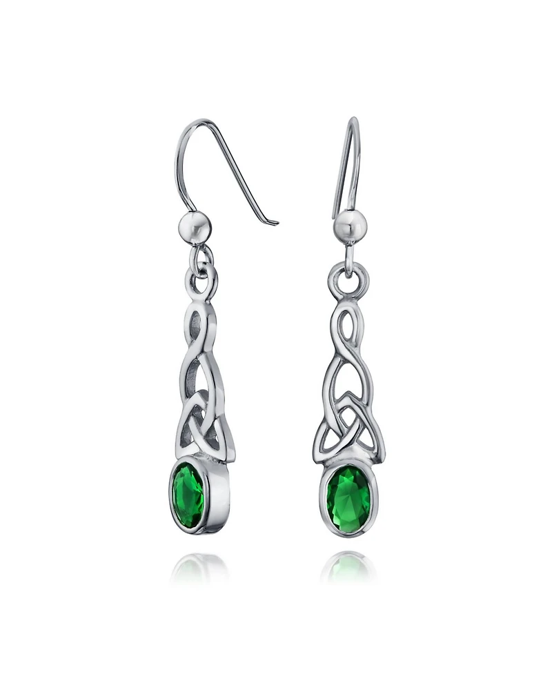 Bling Jewelry Bff Blue Kelly Green Simulated Emerald Love Knot Dangle Earrings in Sterling Silver