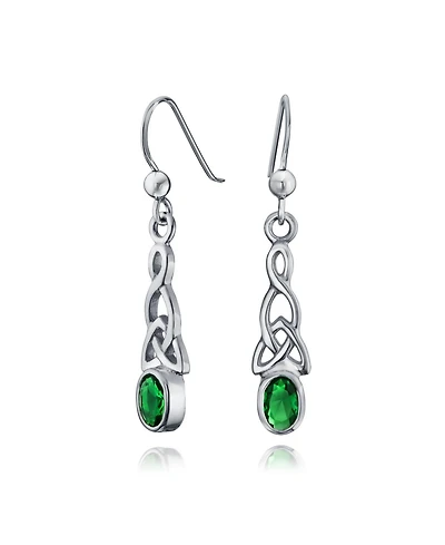 Bling Jewelry Bff Blue Kelly Green Simulated Emerald Love Knot Dangle Earrings in Sterling Silver