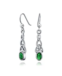 Bling Jewelry Bff Blue Kelly Green Simulated Emerald Love Knot Dangle Earrings in Sterling Silver