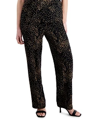 Ak Anne Klein Petite Printed Wide-Leg Pull-On Knit Pants
