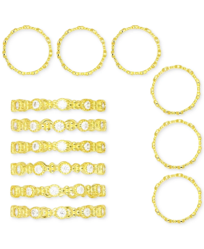 6-Pc. Set Cubic Zirconia Stack Rings 14k Gold-Plated Sterling Silver