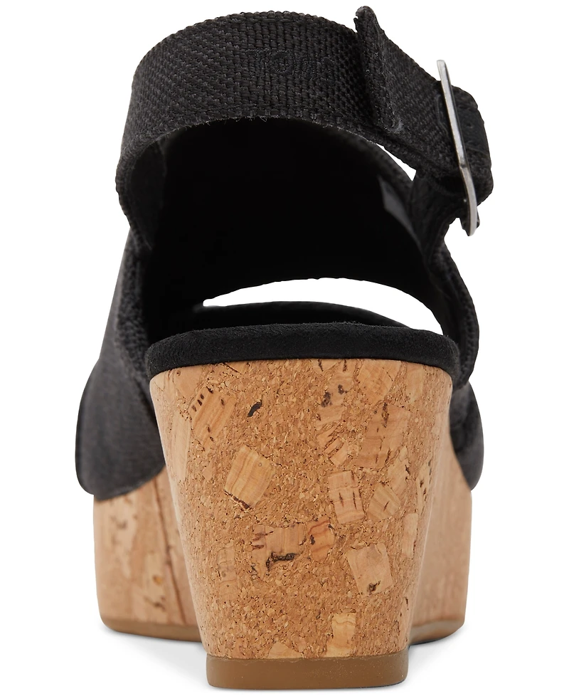 Toms Women's Claudine Slingback Cork Wedge Platform Sandals