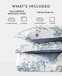 ienjoy Home Bamboo Leaves Blue 3-Piece Comforter Set, King/California King