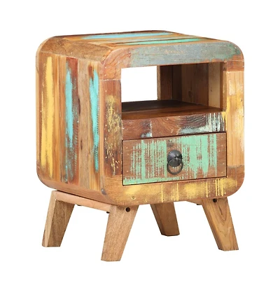 Bedside Cabinet 11.8"x11.8"x16.1" Solid Reclaimed Wood